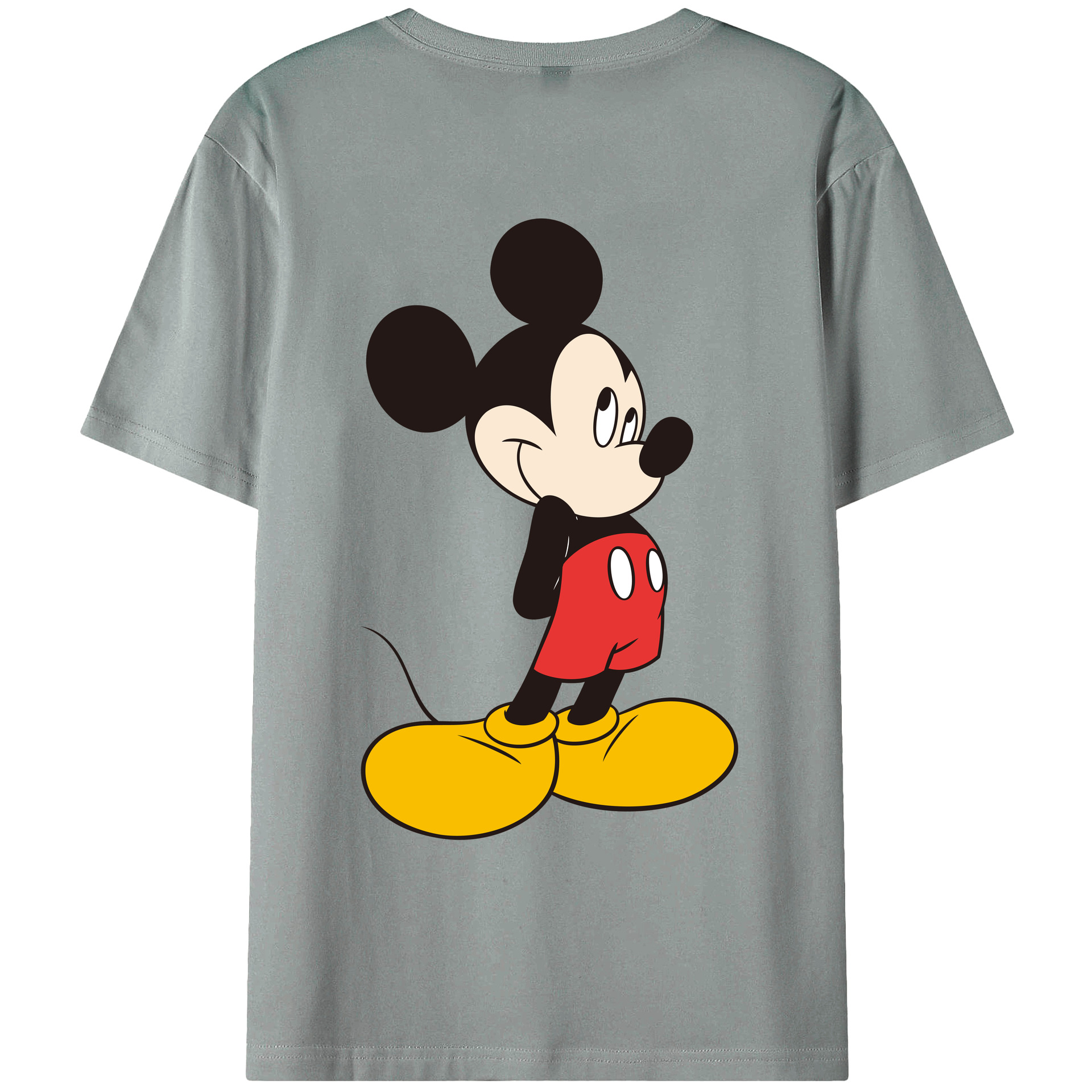 ミッキーマウス Mickey Mouse 綿100％ メンズ半袖Tシャツ（バックプリント） 通気性